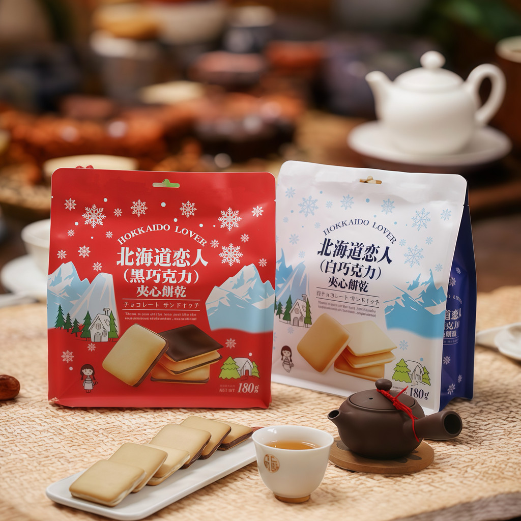 [นําเข้าจากไต้หวัน] Hokkaido Lovers Chocolate Sandwich Biscuits Afternoon Tea New Year Sharing Snack