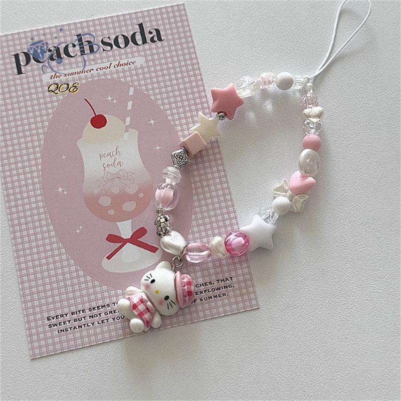 [QOE] Sanrio Red Cheered Love Heart Hello Kitty Phone Pendant การ์ตูน Kitty Phone Case Chain พวงกุญแ