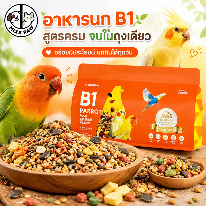 COD อาหารนกแก้ว 500g อาหารนกแก้วฟอพัส อาหารนกแก้วกรีนชีค อาหารนกเฉพาะ เหมาะสําหรับ  อาหารนกค๊อกคาเทล