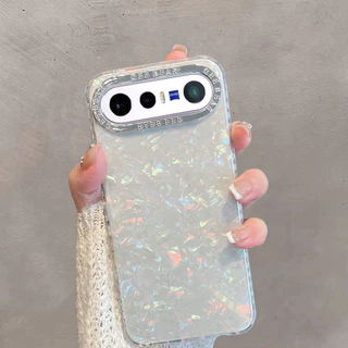 เคส Vivo X300FE X300 FE Case ลายฝาหอยมุกผีเสื้อวิบวับกันกระแทก พร้อมกรอบเลนส์โลหะ เคสหรูสำหรับผู้หญิง นักเรียน และสาวๆ