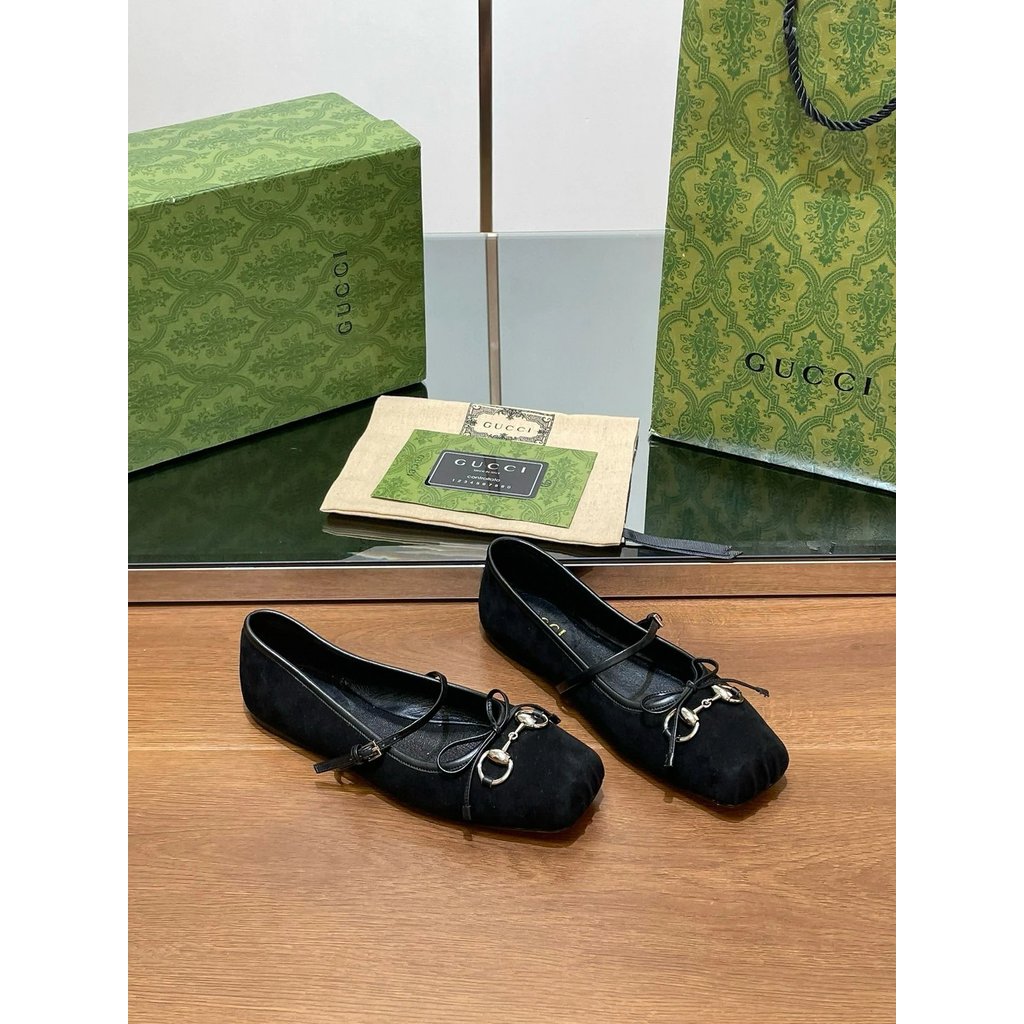 Gucci-Flat Ballet Shoes/Horsebit Small Square Toe Shoes/Flat Shoes