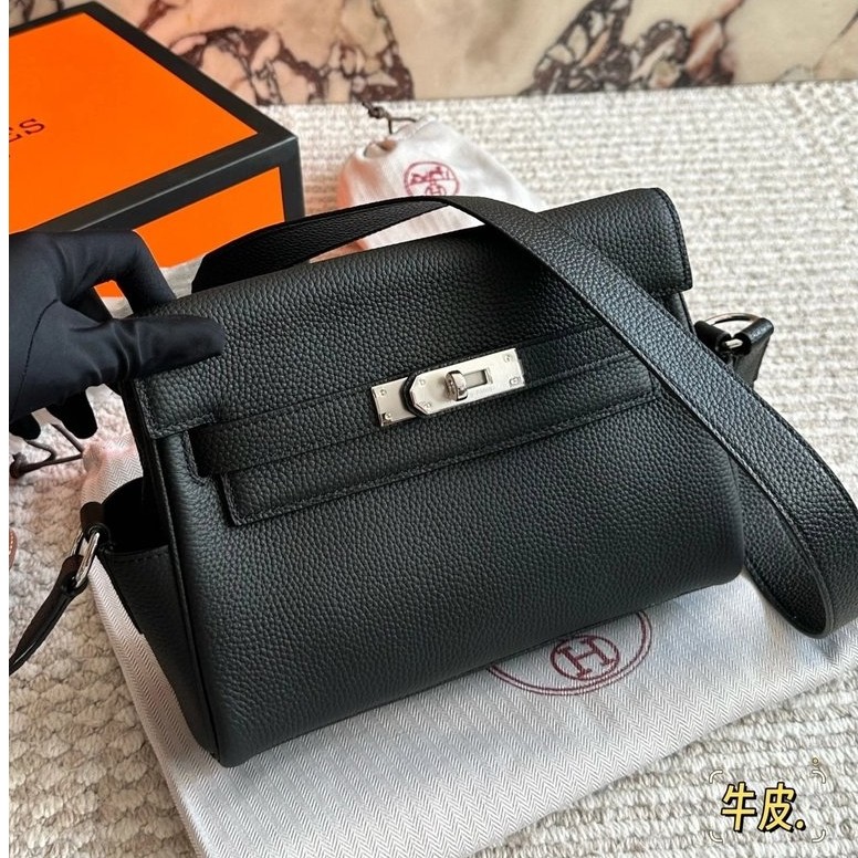Aimajia หญิงกระเป๋า Kelly Kelly กระเป๋าหัวเข็มขัดเงิน Cowhide Messenger กระเป๋า Messenger กระเป๋าสะพ