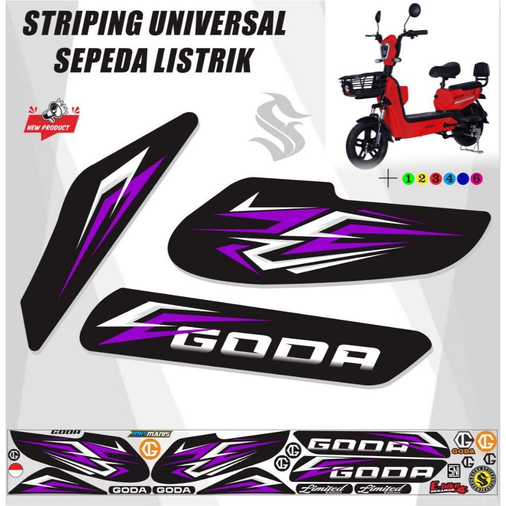 ELECTRIC GODA BIKE VARISTION STICKER / ELECTRIC BIKE STRIPING STICKER / E-BIKE STICKER