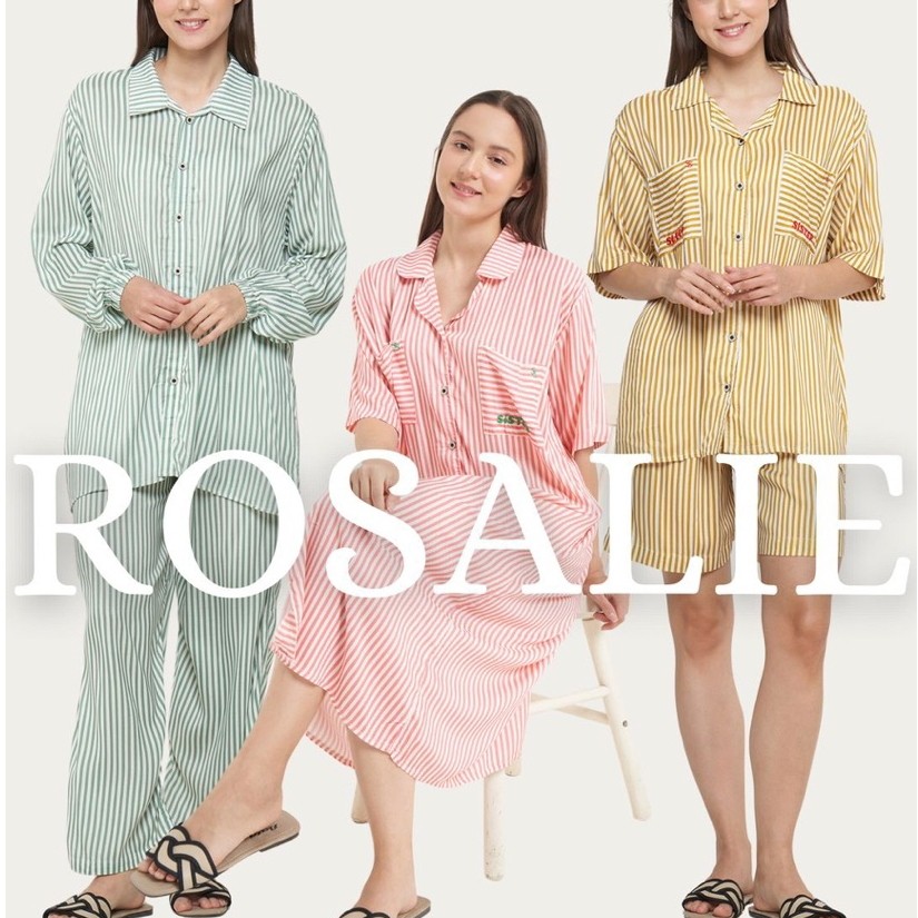 ROSALIE SERIES - L-LENGTH PAJAMAS, SHORT PAJAMAS & BUTTON DRESS
