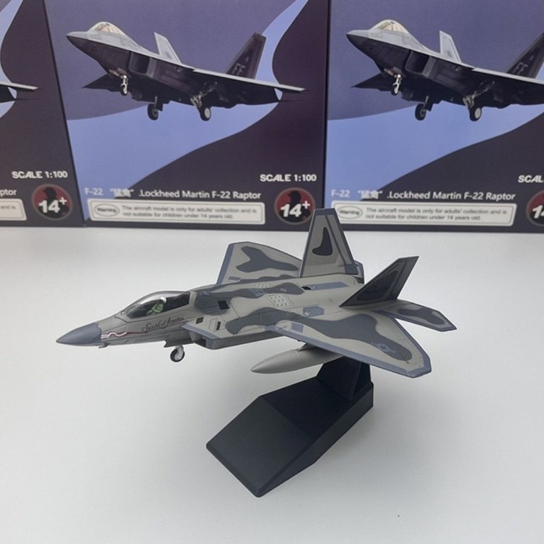 AMER 1/100 US Army Stealth F22 Fighter Raptor F-22 จําลองเครื่องบินรุ่นผลิตภัณฑ์สําเร็จรูปเครื่องประ