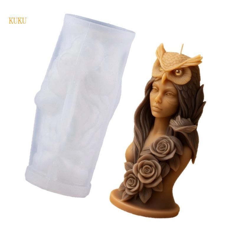 KU* Home Decorative Silicone Mould with Owl Girl Designs for