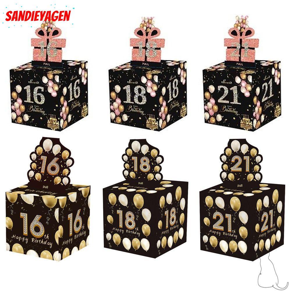SANDIEYEAN กล่องของขวัญดึงเงินสด, 16th 18th 21st Birthday Birthday Money Box, Paper Creative Happy B