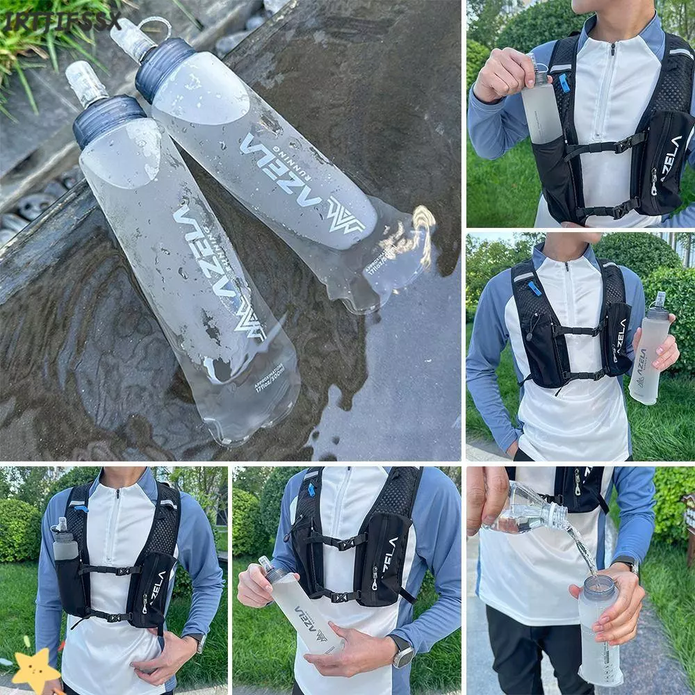 IRTJIFSSX 250/500ml ขวดน้ํากีฬา,น้ําหนักเบาวิ่งถุงน้ํานุ่ม, Creative พับแบบพกพา Camping Drinkware กาต้มน้ํากลางแจ้ง