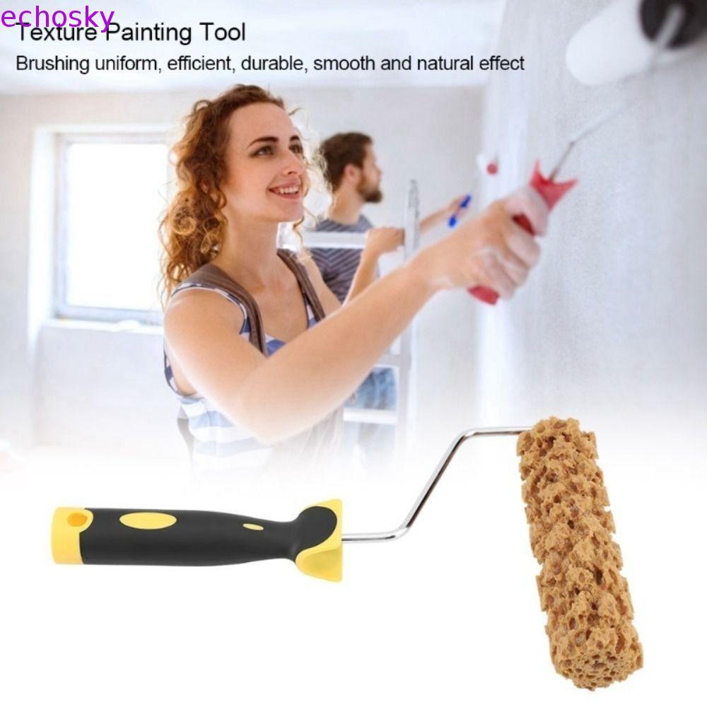 ECHOSKY Texture Pattern Paint Roller, Handle Pattern Tool Seaweed Sponge Roller Brush, Trend M 80 M 