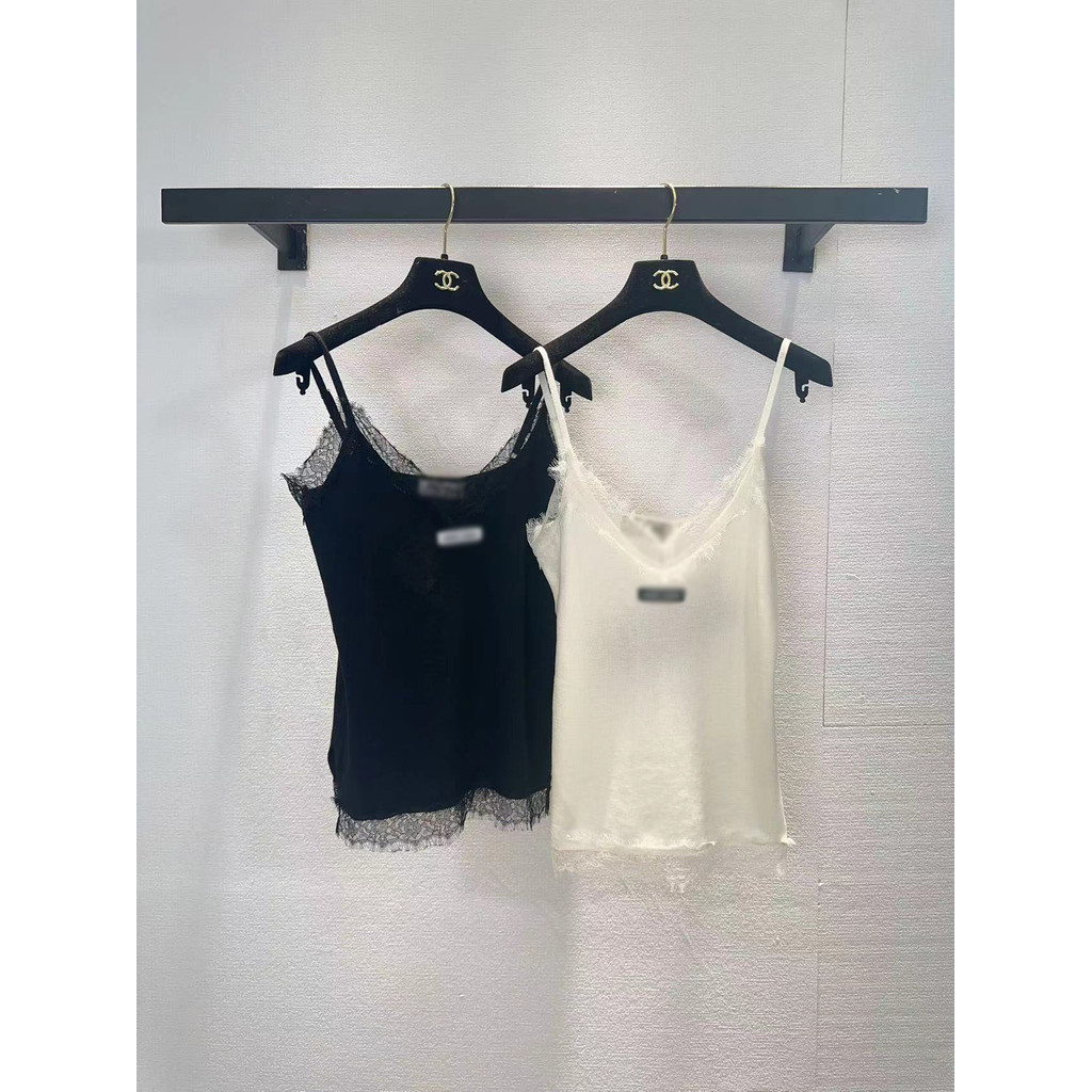 7V7G M1U MM New lace tank top for women, round neck knit top with lace straps, pure and sexy, sweet 