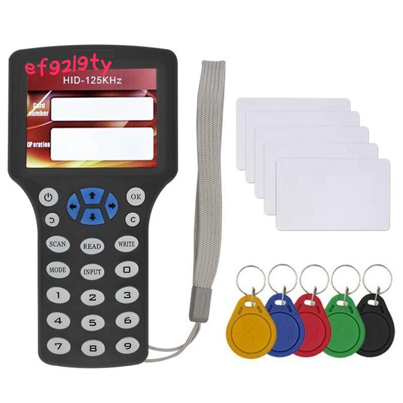 10 ความถี่ RFID เครื่องอ่านการ์ดสมาร์ท Writer Duplicator + 5XUID การ์ด/พวงกุญแจ 125K 13.56MHz RFID เครื่องถ่ายเอกสาร Key Replicator