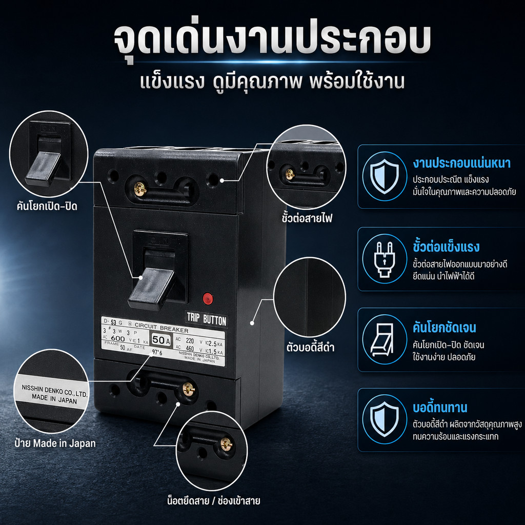 Nisshin Denko เบรกเกอร์ไฟฟ้า Circuit Breaker MCCB 2P 10A รูปที่ 3