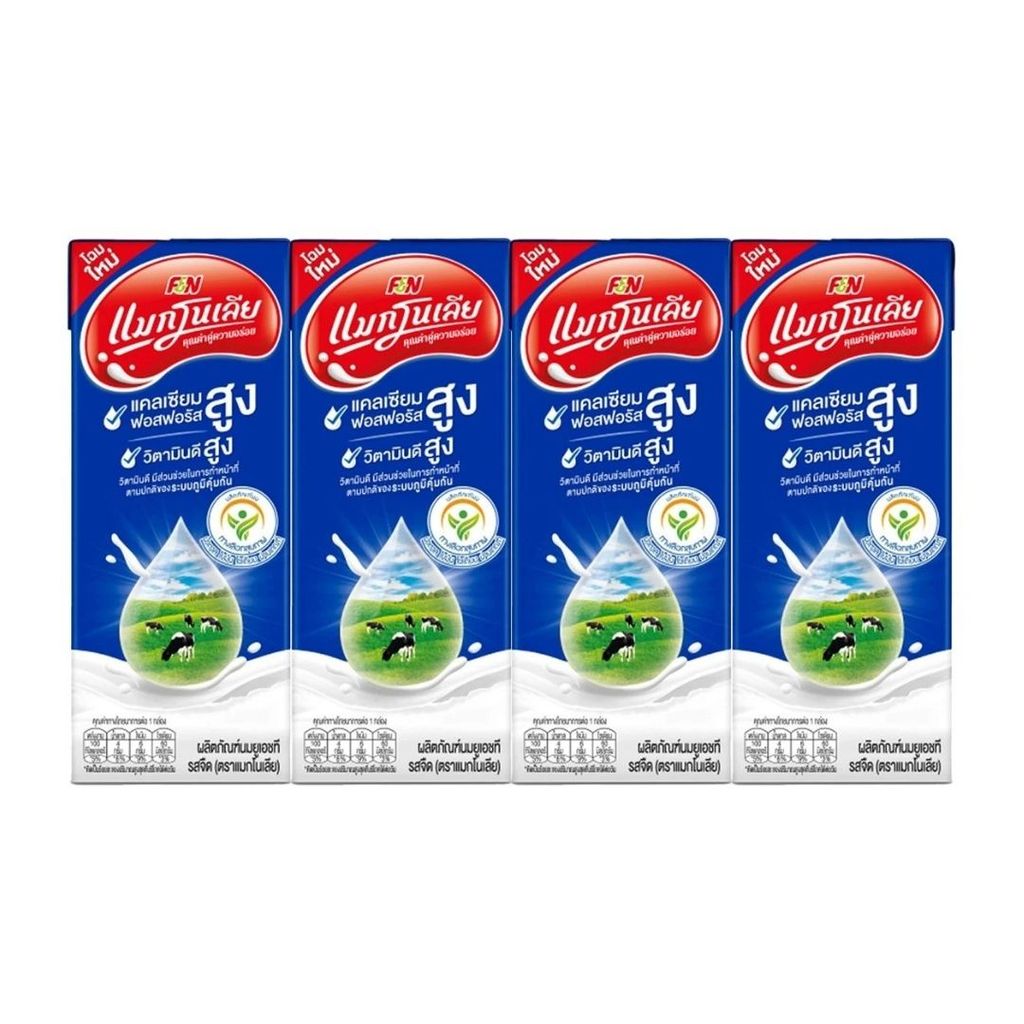 แมกโนเลีย นมยูเอชทีรสจืด Magnolia UHT Milk Plain 180ml. Pack4