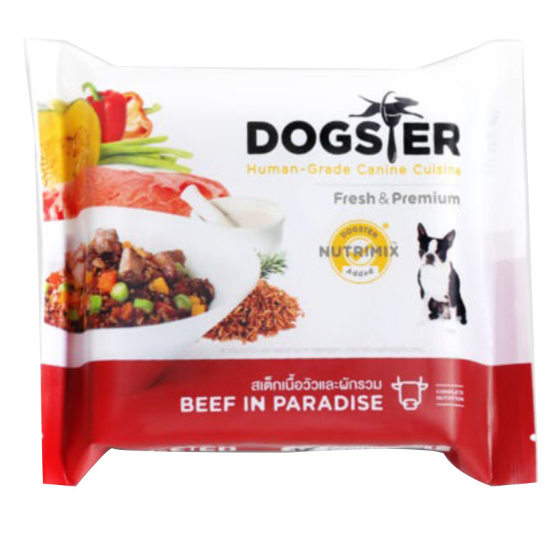 ด็อกสเตอร์อาหารสุนัขแช่แข็งสูตรสเต๊กเนื้อวัวและผักรวม 120ก Dogster Beef in Paradise 120g [8857124053014 ] ราคาถูก Shopee Lazada