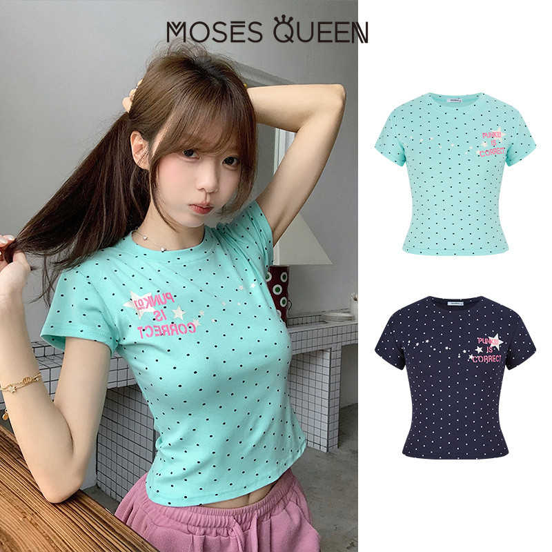MOSESQUEEN تيشيرت نسائي منقط بحروف — صورة 8