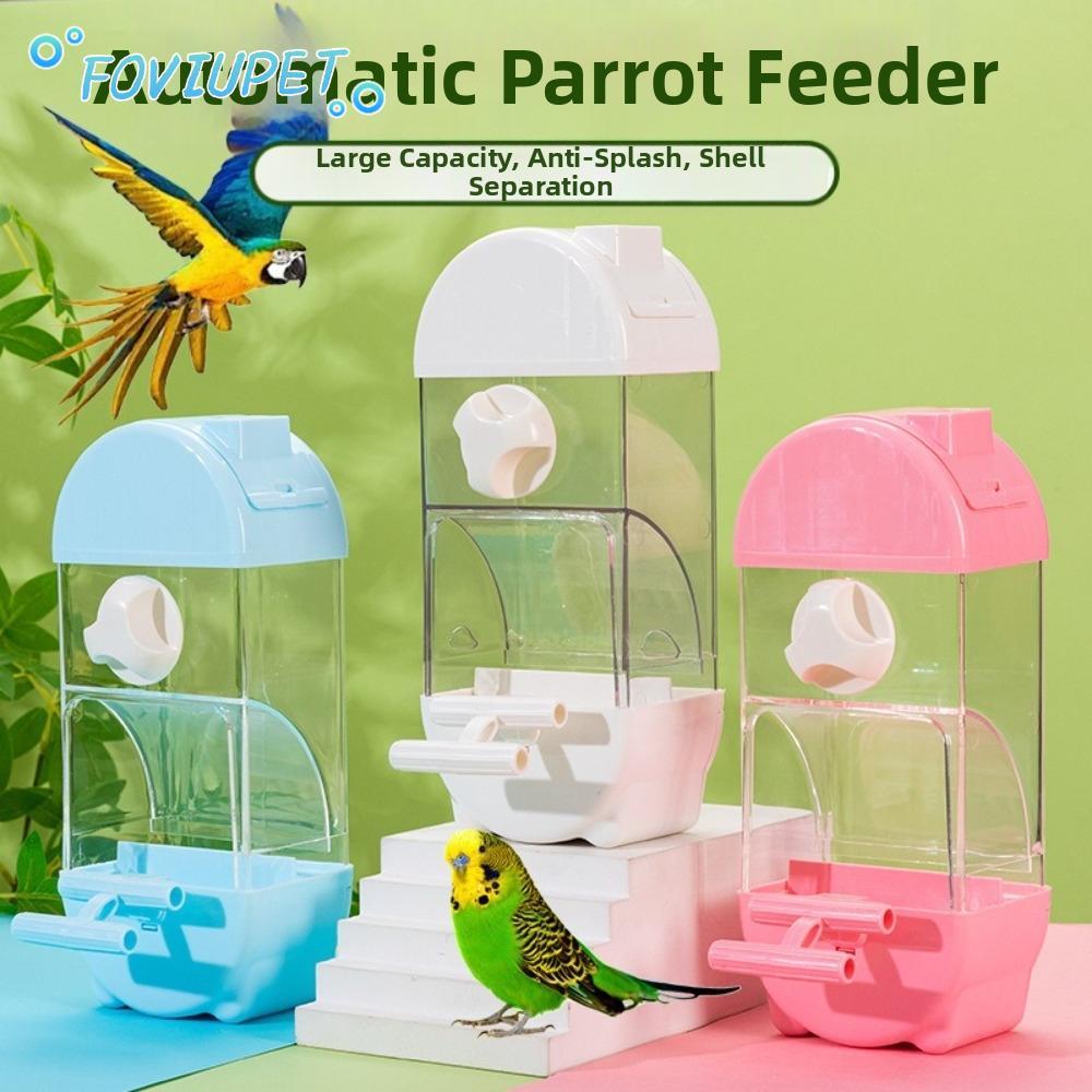 FOVIUPET โฟวูเพต เครื่องป้อนนกอัตโนมัติ,เครื่องป้อนนกแก้วแบบแขวนโปร่งใส,ลิ้นชักขยะสัตว์เลี้ยงความจุขนาดใหญ่,กรงชามให้อาหารนกใช้