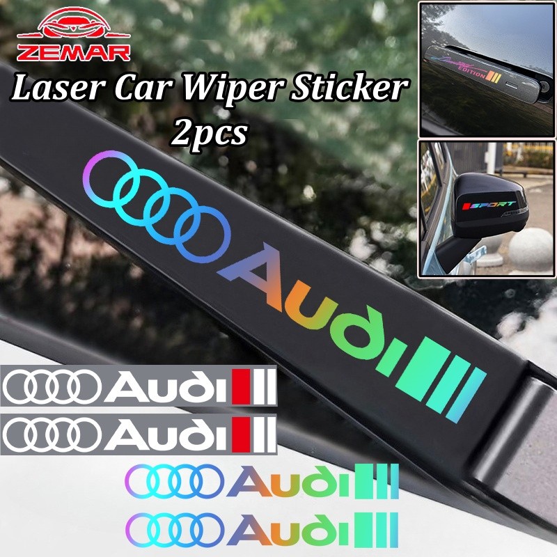 2 ชิ้น Audi เลเซอร์รถสติกเกอร์สะท้อนแสงประตูรถกระจกมองหลังสติกเกอร์รถตกแต่งสติกเกอร์รูปลอกกันน้ําสํา