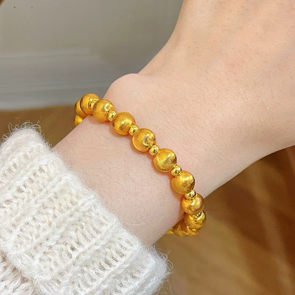Gold Shop Golden Brushed Opal Transfer Bead Bracelet Strobe Small Transfer Bead Classic Bracelet Gif