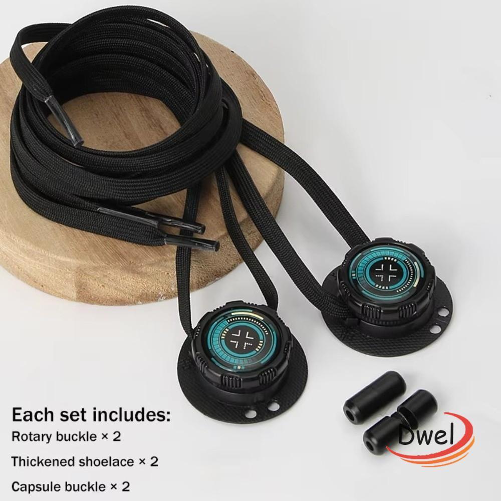 DWEL 1 คู่ No-Tie Laces, Hands-Free Quick-Adjust หมุนปุ่ม Laces, ไม่มีผูกกว้างแบนหมุนปุ่ม Quick-Adjust Laces ผู้หญิง
