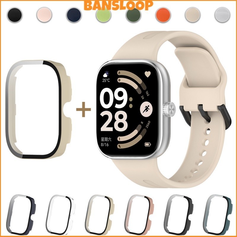 สายซิลิโคนกรณีพีซี for Smartwatch Redmi Watch 6 5 4 แถบยางกีฬาอ่อนแข็งแก้วนิรภัยปกป้องหน้าจอ for Redmi Watch 6 5 4