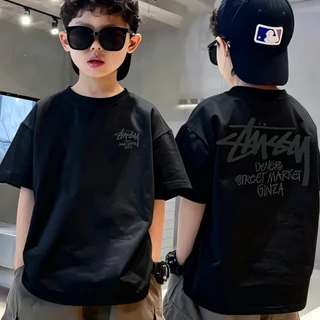 【จัดส่งภายใน 24 ชั่วโมง】คอตตอนแท้ 100% / เสื้อยืดเด็ก / เสื้อยืดคอกลมแขนสั้นแฟชั่นสำหรับเด็ก ขนาด 90-150