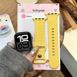 ลายจุดสีขาวเหมาะสําหรับ iwatchs11/10 สาย Apple Watch SE ซิลิโคน Applewatchs9/8/7