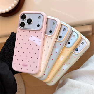 เกาหลี Ins เต็มหน้าจอ Polka Dots เคสโทรศัพท์สําหรับ iPhone 17 16 15 14 13 17 PRO MAX 14 15 16 PRO MAX สีลูกกวาดหวานสาว anti-fall ฝาครอบ