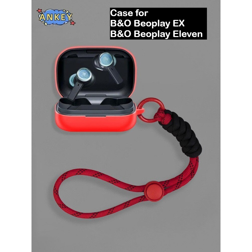 Compatible with B&O Beoplay EX Bluetooth Earphone Silicone Protective Case Cute Nylon Lanyard for B&