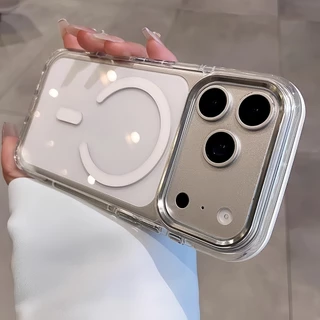 Silicon เคส iPhone 17 16 15 Pro Max แบบซิลิโคนกันกระแทก สำหรับมือถือ ใสมาก เหล็กแม่เหล็กหรู