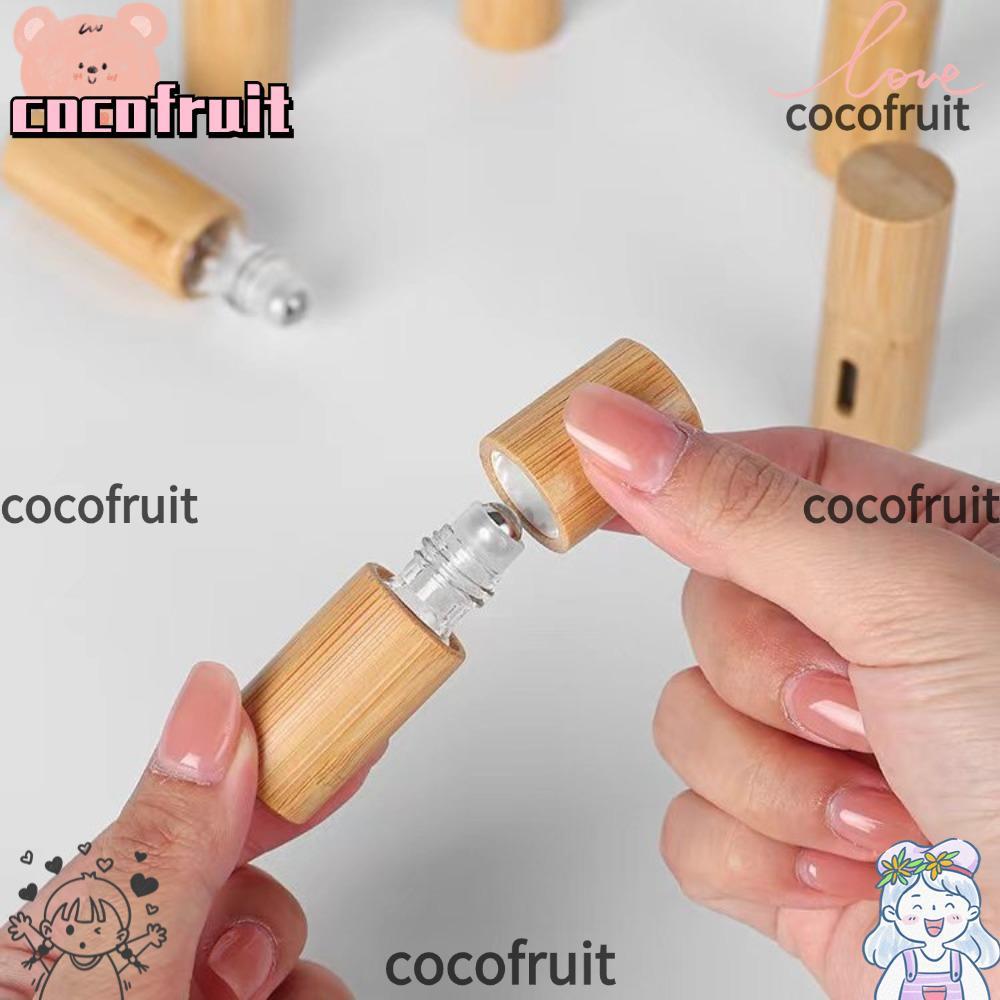 COCOFRUIT ขวดลูกกลิ้ง,พร้อมลูกกลิ้งสแตนเลสมินิไม้ไผ่ม้วนบนขวด,ชุดเดินทาง 3ml/5ml/10ml/15ml ขวดรีฟิลแ
