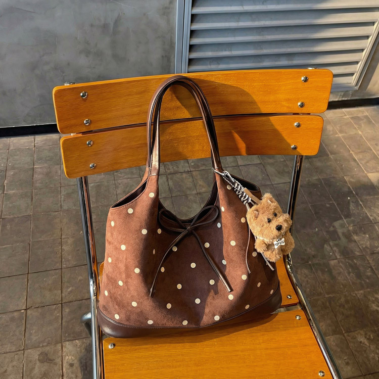 ยอดนิยม Polka Dot กระเป๋าสุภาพสตรีความจุขนาดใหญ่สไตล์ใหม่ Commuter All-Match แบบพกพา Tote Bag