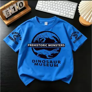 COD เสื้อยืดเด็กผู้ชาย ลายไดโนเสาร์ Dinosaur Museum เสื้อแขนสั้น การ์ตูนสัตว์โลกล้านปี แฟชั่นเด็ก พร้อมส่ง