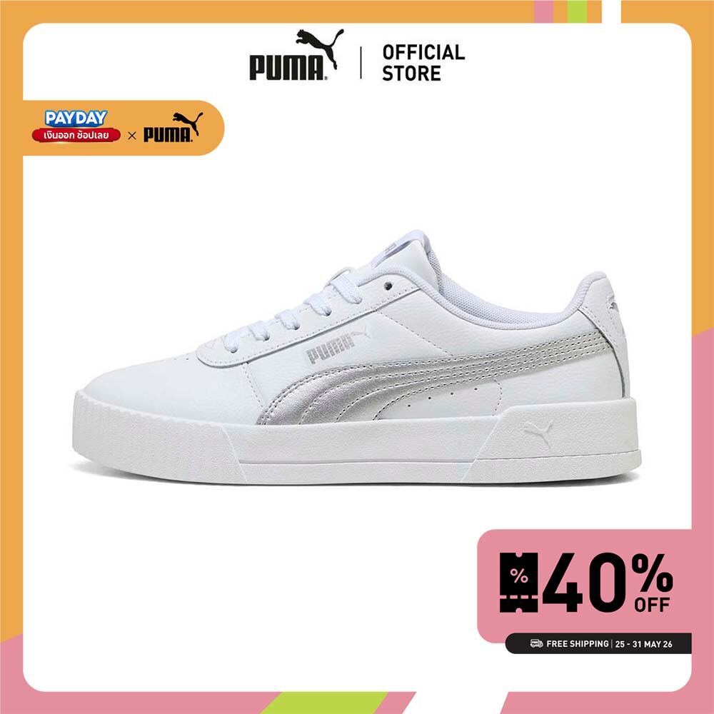 PUMA BASICS - รองเท้ากีฬาผู้หญิงวัสดุหนัง Carina สีขาว  37032555