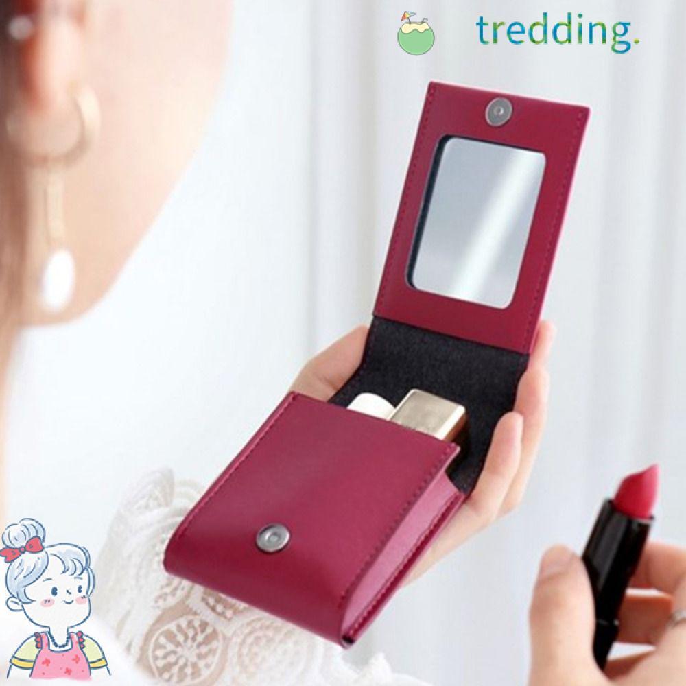 กระเป๋าเครื่องสําอาง TREDDING491 PU ขนาดเล็ก พร้อมกระจก พกพาสะดวก สําหรับเดินทาง