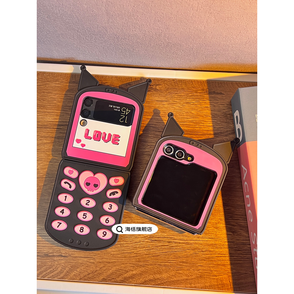samsung flip 6 เคส flip6 Haitian การ์ตูน Kuromi โทรศัพท์เหมาะสําหรับ Samsung zflip5 เคสโทรศัพท์หน้าจ