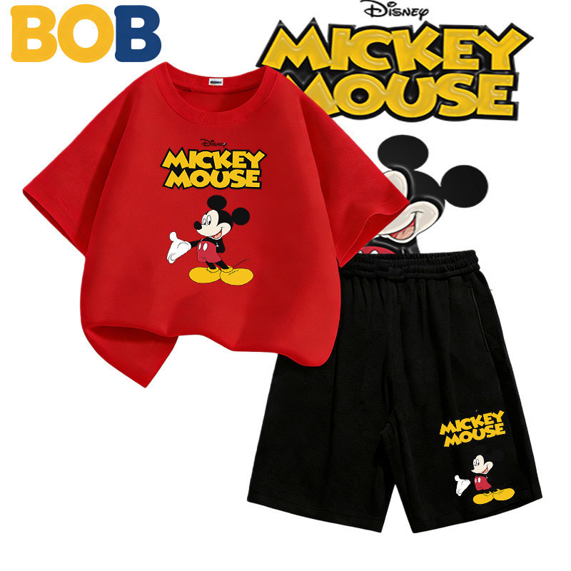 【จัดส่งไทย】2ชิ้น TM ชุดเด็กผู้ชาย Mickey Mouse ชุดเซ็ตแขนสั้น ผ้าฝ้าย นุ่มสบาย ซับใน การ์ตูนเกาหลี วัย 1-10 ขวบ#36