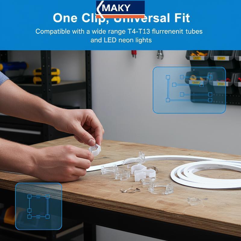 MAKY T5 T8 LED หลอดนีออนคลิปคงที่พลาสติก Bule Connector Holder Firm รองรับสําหรับโรงรถ Storage Light