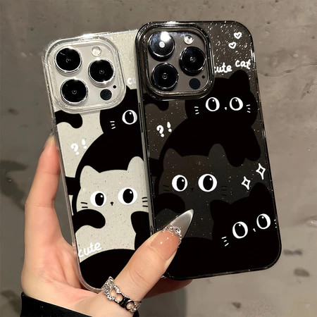 for เคส OPPO a38 a17k a3X a3s a57E a74 a5 a92 a55 a58 a16 a5s a76 a94 ทรงใสแวววาว ลายแมวน่ารัก พร้อมข้อความ "cute cat"
