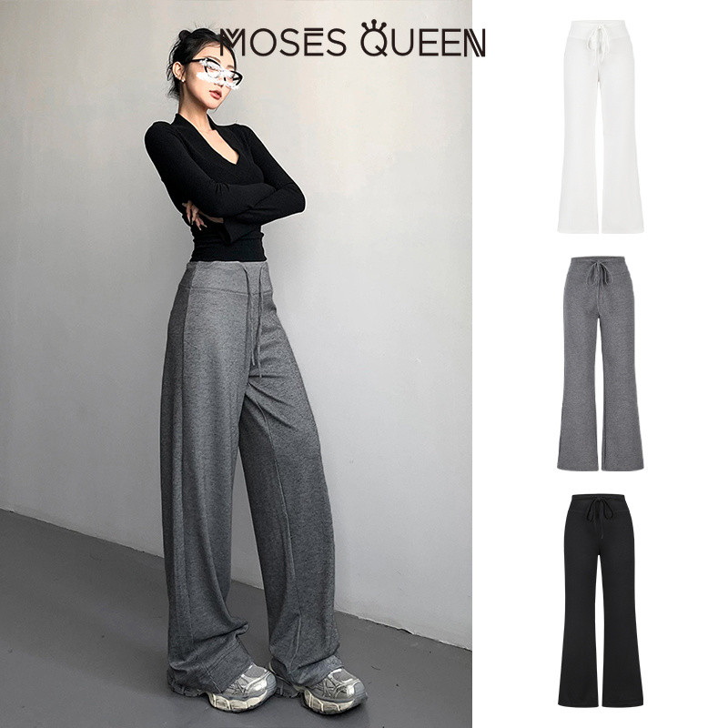 MOSESQUEEN กางเกงลำลองทรงหลวมเอวสูงจาก.Space Cotton สบายเมื่อนั่งและยืน#62984
