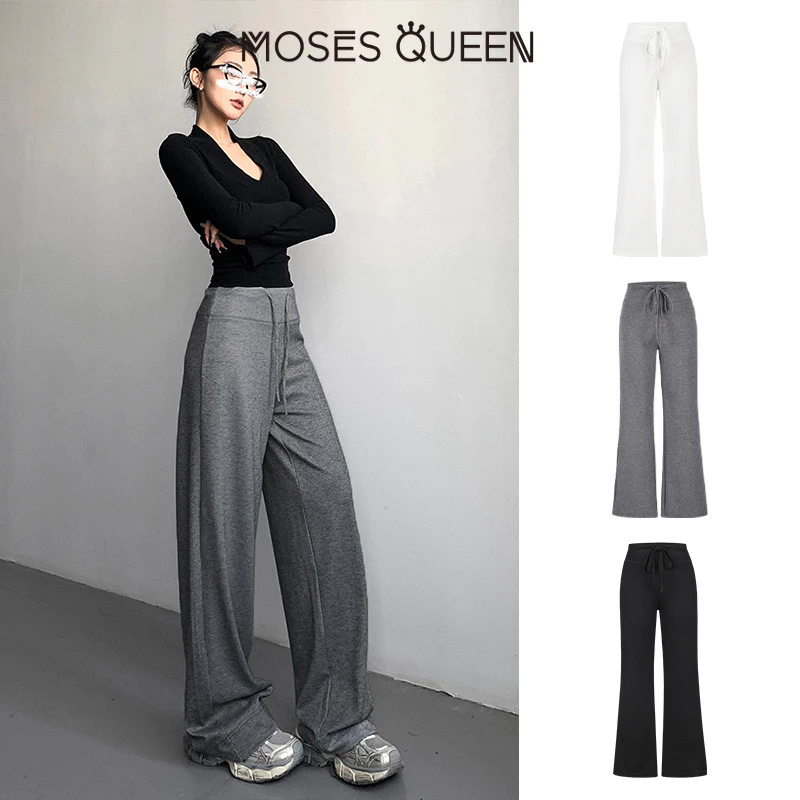 MOSESQUEEN กางเกงกันหนาวแบบยืดหยุ่น ที่มีความสบายและสะดวกสบาย สำหรับการออกกำลังกายในอวกาศ กางเกงขาตัวกว้างเอวสูง #62984