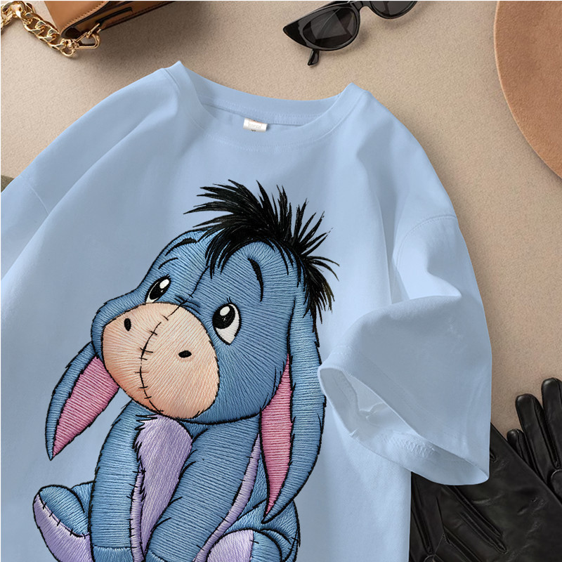 YS Buyer - Cute Eeyore Motif Digital Printing เสื้อยืดแขนสั้น Oversize สไตล์เกาหลี | วัสดุผ้าฝ้าย 10