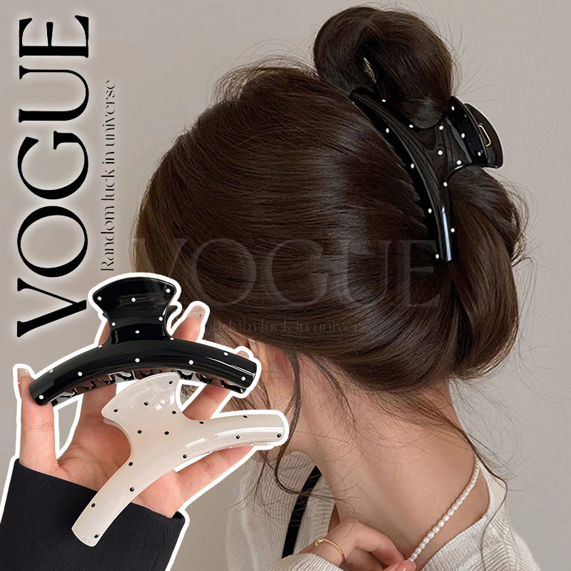 Vogue🌟พร้อมส่ง🌟 กิ๊บหนีบผมขนาดใหญ่ ลายจุดมีสองสี ใช้ได้ทุกสถานที่ สวยเรียบๆ (VO-91)