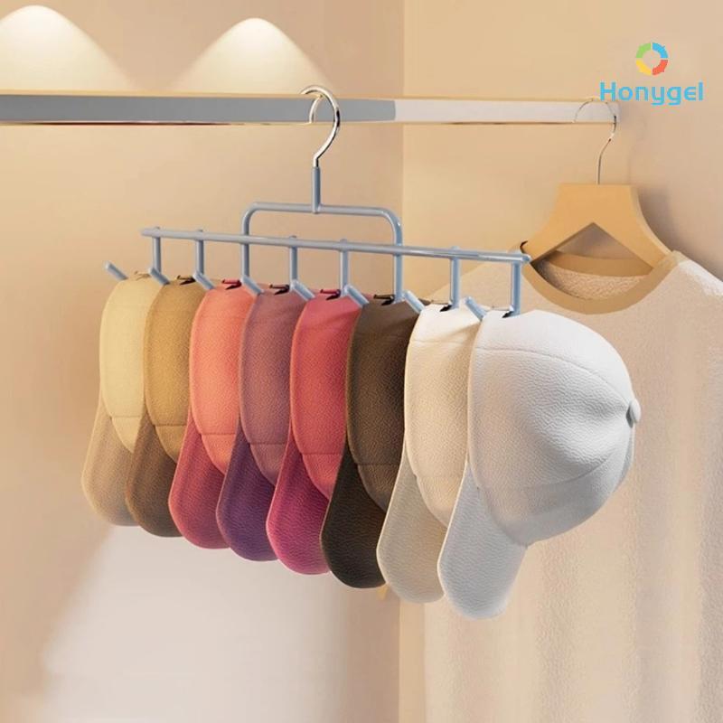 {Honyge1} 1 ชิ้นใหม่หมวก Ra -Style Cap Organizer พร้อมตะขอแขวน, เหมาะกับ 8 หมวกสูงสําหรับ Dorm Closet ติดผนังเบสบอลใหม่