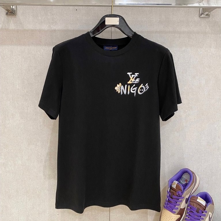 LOUIS VUITTON/LV/2026 ต้นฤดูใบไม้ผลิสไตล์ใหม่เสื้อยืดแขนสั้นผู้ชายผู้หญิงคู่สไตล์เรียบง่ายBasicหลวมข