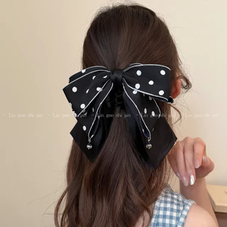 Polka Dot Bow ผ้าหางม้าคลิปหญิงที่สวยงาม Gripping คลิป