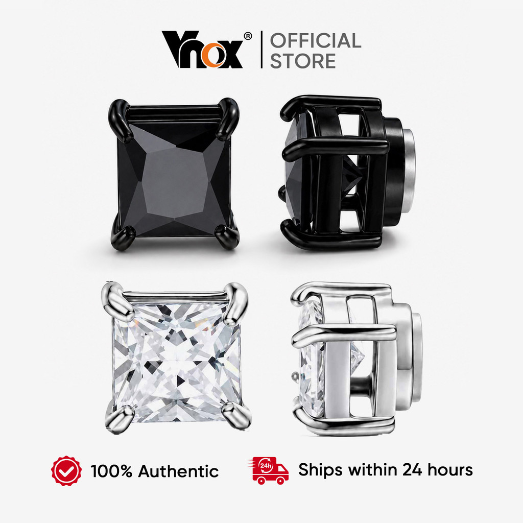 VNOX วีน็อกซ์ สแตนเลสเพทายคลิปหูแม่เหล็ก ยู นิสซ์ ไม่เจาะคลิปบนต่างหูสําหรับผู้ชายผู้หญิง, ไม่แพ้ง่าย สวมใส่ทุกวันเครื่อ