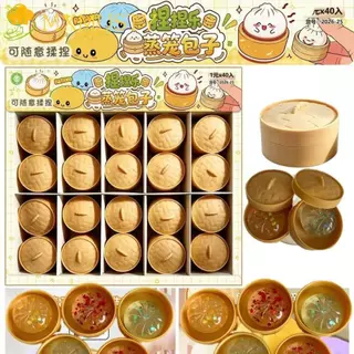 MXMUSTY Mini เกี๊ยว Squishy, นุ่มน่ารัก Steamer Squishy คริสตัล Bun, Venting Office Pinch รูปร่างอาหาร Squeezable Fidget Sensory ของเล่นเด็กของเล่น