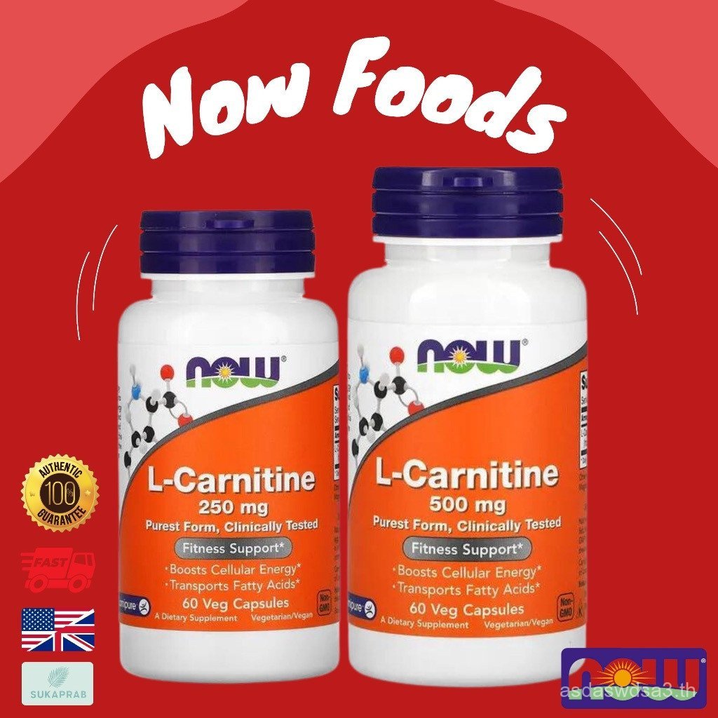 พร้อมส่ง NOW Foods L-Carnitine 250 mg 500 mg 60 Veg Capsules L-Carnitine ME3J