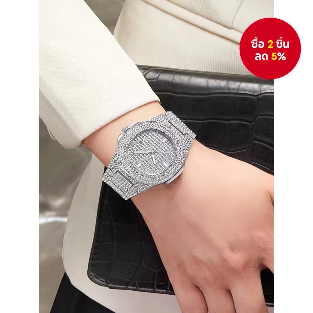 นาฬิกาทรงสี่เหลี่ยมสุดหรูอย่างมาก: หน้าปัดฝังเพชร, Date Feature & Steel Band