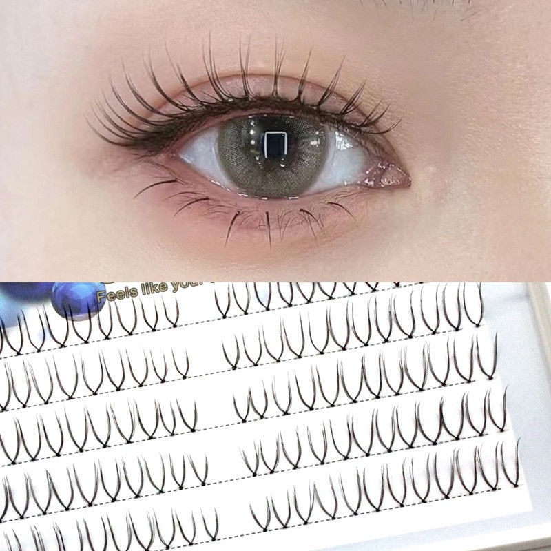 Charm F102 Girl Group Eyelashes Segmented Sharpening Girl Group u-Shaped Single Cluster ธรรมชาติจําล